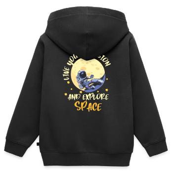 Space Shuttle Schwerelos Stern Planet - Kinder Premium Organic Zip Hoodie - Schwarz - Hinten - AI Model Kid Male (0cm)