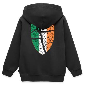 Armoiries de l’Irlande - Sweat Premium à capuche zippé enfant bio - noir - Dos - AI Model Kid Male (0cm)