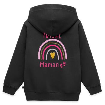 future Maman - Sweat Premium à capuche zippé enfant bio - noir - Dos - AI Model Kid Male (0cm)
