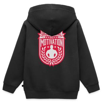 Citation de discipline sur la motivation - Sweat Premium à capuche zippé enfant bio - noir - Dos - AI Model Kid Male (0cm)
