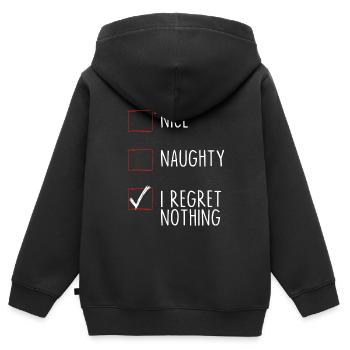Nice Naughty je ne regrette rien - Sweat Premium à capuche zippé enfant bio - noir - Dos - AI Model Kid Male (0cm)