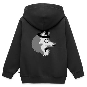 Sir Wolf Gentlemen Cylindre - Sweat Premium à capuche zippé enfant bio - noir - Dos - AI Model Kid Male (0cm)