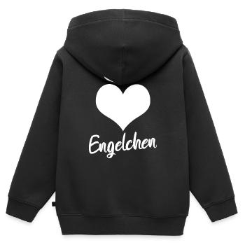 Herz Engelchen Wort Heiligenschein - Kinder Premium Organic Zip Hoodie - Schwarz - Hinten - AI Model Kid Male (0cm)