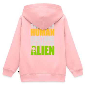 Citation extraterrestre de costume humain - Sweat Premium à capuche zippé enfant bio - rose - Dos - AI Model Kid Female (0cm)