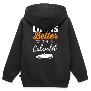 Das Leben ist besser mit einem Cabrio Cabriolet - Kinder Premium Organic Zip Hoodie - Schwarz - Hinten - AI Model Kid Male (0cm)