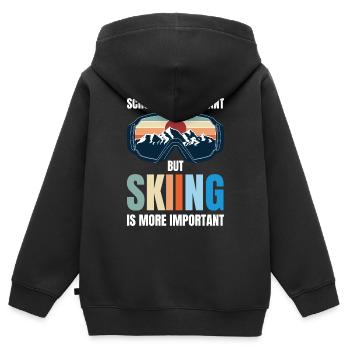 L’école est importante, mais le ski est plus important - Sweat Premium à capuche zippé enfant bio - noir - Dos - AI Model Kid Male (0cm)