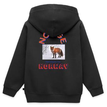 Conception norvégienne - Sweat Premium à capuche zippé enfant bio - noir - Dos - AI Model Kid Male (0cm)