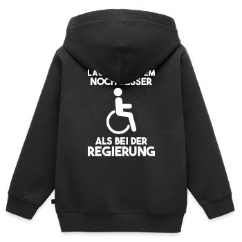 Rollstuhlfahrer Rollstuhl Regierung Geschenk - Kinder Premium Organic Zip Hoodie - Schwarz - Hinten - AI Model Kid Male (0cm)