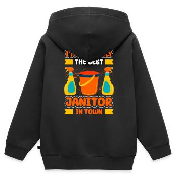 Handwerker Beruf Hausverwalter Reiniger - Kinder Premium Organic Zip Hoodie - Schwarz - Hinten - AI Model Kid Male (0cm)
