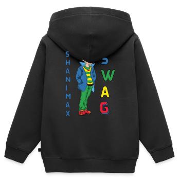 Swag Collections - Kinder Premium Organic Zip Hoodie - Schwarz - Hinten - AI Model Kid Male (0cm)