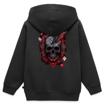 Splash mehrfarbiger Totenkopf. Pokerface - Kinder Premium Organic Zip Hoodie - Schwarz - Hinten - AI Model Kid Male (0cm)