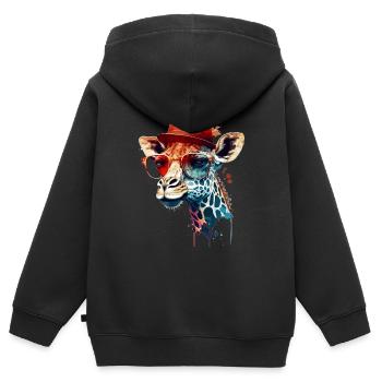 La girafe comme mammifère intelligent avec des lunettes - Sweat Premium à capuche zippé enfant bio - noir - Dos - AI Model Kid Male (0cm)