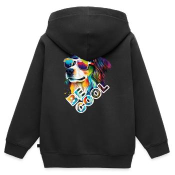 Chien Be Cool - Sweat Premium à capuche zippé enfant bio - noir - Dos - AI Model Kid Male (0cm)