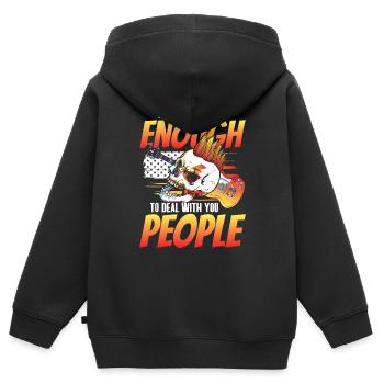 Sarkasmus Humor Misanthrop Ironie - Kinder Premium Organic Zip Hoodie - Schwarz - Hinten - AI Model Kid Male (0cm)
