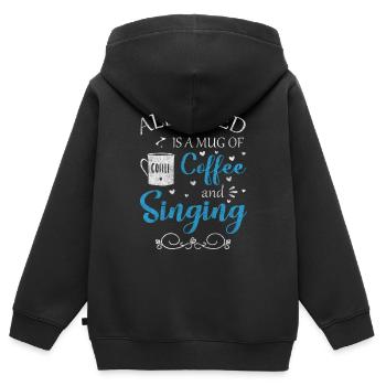 Musik Melodie Stimme Mikrofon - Kinder Premium Organic Zip Hoodie - Schwarz - Hinten - AI Model Kid Male (0cm)