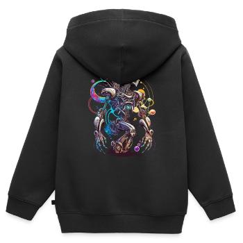 Fantasy-Roboter im Funk-Art-Stil - Kinder Premium Organic Zip Hoodie - Schwarz - Hinten - AI Model Kid Male (0cm)