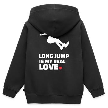 Ich Liebe Weitsprung - Kinder Premium Organic Zip Hoodie - Schwarz - Hinten - AI Model Kid Male (0cm)