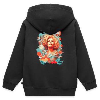 Retro Eleganz: Vintage Lady - Kinder Premium Organic Zip Hoodie - Schwarz - Hinten - AI Model Kid Male (0cm)