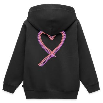 Herz gepunktet - rot rosa - Kinder Premium Organic Zip Hoodie - Schwarz - Hinten - AI Model Kid Male (0cm)