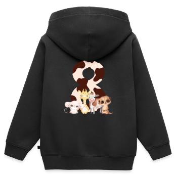 8-jähriges Jubiläum - achtes Jubiläum Tiere - Kinder Premium Organic Zip Hoodie - Schwarz - Hinten - AI Model Kid Male (0cm)