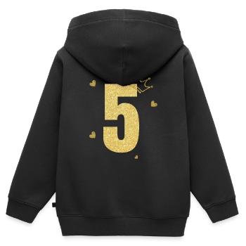 Goldene Krone zum 5-jährigen Jubiläum - Kinder Premium Organic Zip Hoodie - Schwarz - Hinten - AI Model Kid Male (0cm)