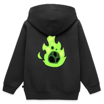 boule de feu verte - Sweat Premium à capuche zippé enfant bio - noir - Dos - AI Model Kid Male (0cm)