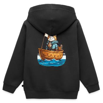 Wikinger-Katze 1 - Kinder Premium Organic Zip Hoodie - Schwarz - Hinten - AI Model Kid Male (0cm)