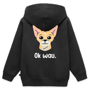 Ok wau mit Chihuahua Hundeliebhaber - Kinder Premium Organic Zip Hoodie - Schwarz - Hinten - AI Model Kid Male (0cm)