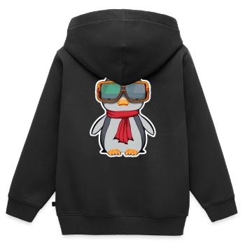 Niedlicher kleiner Pinguin - Kinder Premium Organic Zip Hoodie - Schwarz - Hinten - AI Model Kid Male (0cm)