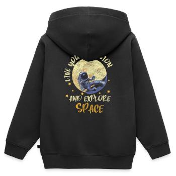 Weltraum Raumfahrt Schwerelos Mond - Kinder Premium Organic Zip Hoodie - Schwarz - Hinten - AI Model Kid Male (0cm)