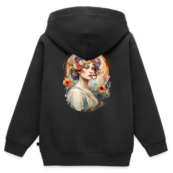 Jugendstilpportrait einer hübschen Frau - Kinder Premium Organic Zip Hoodie - Schwarz - Hinten - AI Model Kid Male (0cm)