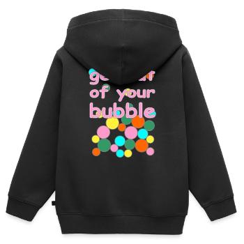 bubble englische Version - Kinder Premium Organic Zip Hoodie - Schwarz - Hinten - AI Model Kid Male (0cm)