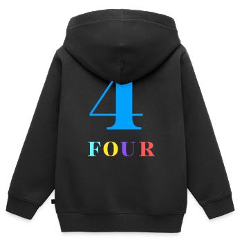 Four-4e anniversaire - Sweat Premium à capuche zippé enfant bio - noir - Dos - AI Model Kid Male (0cm)