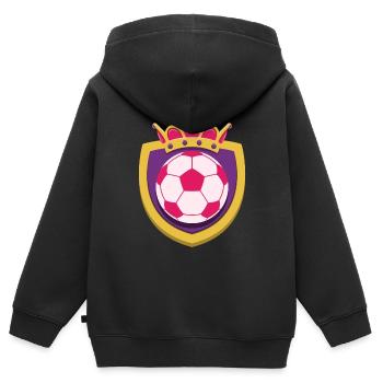 Armoiries du roi du football - Sweat Premium à capuche zippé enfant bio - noir - Dos - AI Model Kid Male (0cm)