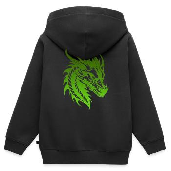 Fantasy Drache Anime Drachenkopf Mythisches Reptil - Kinder Premium Organic Zip Hoodie - Schwarz - Hinten - AI Model Kid Male (0cm)