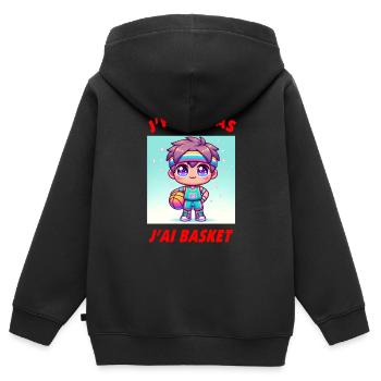 Ich kann nicht, ich habe Turnschuhe - Kinder Premium Organic Zip Hoodie - Schwarz - Hinten - AI Model Kid Male (0cm)