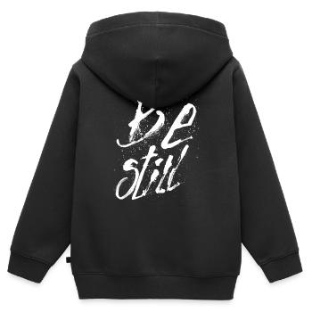 be still weiss - Kinder Premium Organic Zip Hoodie - Schwarz - Hinten - AI Model Kid Male (0cm)