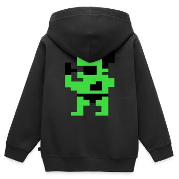 Der dicke Grüne (Pix) - Kinder Premium Organic Zip Hoodie - Schwarz - Hinten - AI Model Kid Male (0cm)