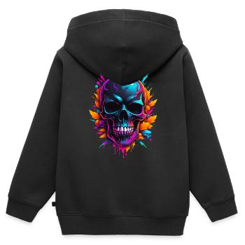 Skull - Kinder Premium Organic Zip Hoodie - Schwarz - Hinten - AI Model Kid Male (0cm)