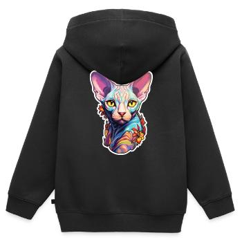 Sphynx-Katzenkopf - Kinder Premium Organic Zip Hoodie - Schwarz - Hinten - AI Model Kid Male (0cm)