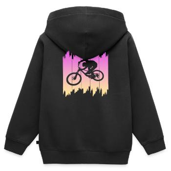 biken - Kinder Premium Organic Zip Hoodie - Schwarz - Hinten - AI Model Kid Male (0cm)