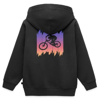 Mountainbike Downhill heizen MTB Fahrer Geschenk - Kinder Premium Organic Zip Hoodie - Schwarz - Hinten - AI Model Kid Male (0cm)