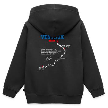 Vélo Mont Ventoux carte itinéraire Ventoux Bédoin - Sweat Premium à capuche zippé enfant bio - noir - Dos - AI Model Kid Male (0cm)
