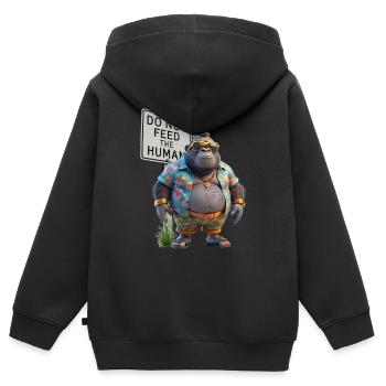Gorilla Urlaub Unfug - Kinder Premium Organic Zip Hoodie - Schwarz - Hinten - AI Model Kid Male (0cm)