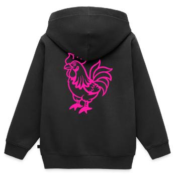 hahn comic - Kinder Premium Organic Zip Hoodie - Schwarz - Hinten - AI Model Kid Male (0cm)