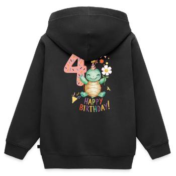 Child turtle 4 years 4th birthday - Kids Premium Organic Zip-up Hoodie - black - Back - AI Model Kid Male (0cm)