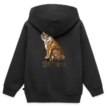 Sauvage avec tigre - Sweat Premium à capuche zippé enfant bio - noir - Dos - AI Model Kid Male (0cm)