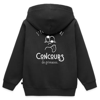 J’peux pas j’ai concours de grimaces - humour - Sweat Premium à capuche zippé enfant bio - noir - Dos - AI Model Kid Male (0cm)