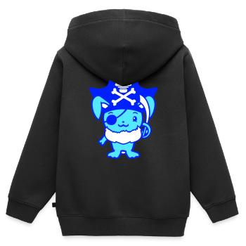 Kleiner süßer Hase Kaninchen Kapitän Augenklappe - Kinder Premium Organic Zip Hoodie - Schwarz - Hinten - AI Model Kid Male (0cm)