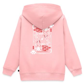 Katzen Karten Rücken - Kinder Premium Organic Zip Hoodie - Rosa - Hinten - AI Model Kid Female (0cm)